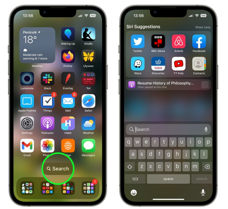 德令哈苹果手机维修分享升级到 iOS 16 后，如何删除主屏幕上的搜索按钮 